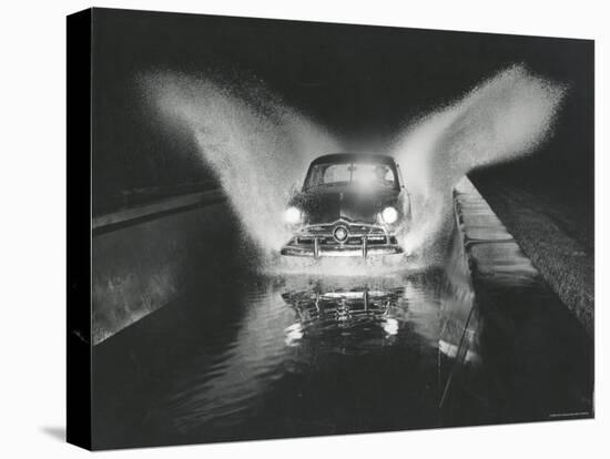 Ford Car Being Driven Through Deep Water at Ford Test Site-Gjon Mili-Premier Image Canvas