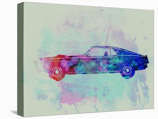 Ford Mustang Watercolor 1-NaxArt-Stretched Canvas