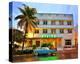 Ford Thunderbird Classic Car in front of the Avalon Hotel, Ocean Drive-null-Stretched Canvas