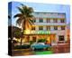 Ford Thunderbird Classic Car in front of the Avalon Hotel, Ocean Drive-null-Stretched Canvas