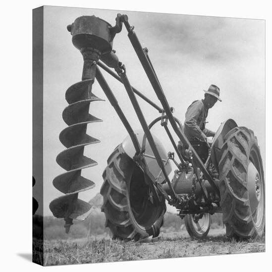 Ford Tractor with Posthole Digger Attachment-Loomis Dean-Premier Image Canvas