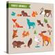 Forest Animals Vector Set of Icons and Illustrations-Marish-Stretched Canvas