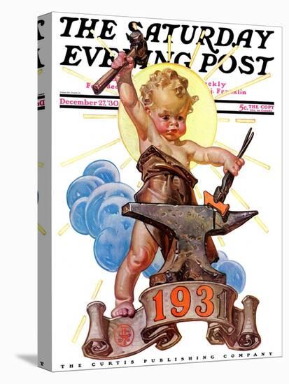 "Forging a New Year," Saturday Evening Post Cover, December 27, 1930-Joseph Christian Leyendecker-Premier Image Canvas