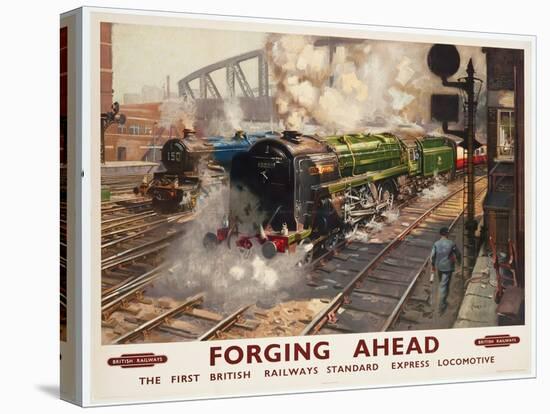 Forging Ahead, the First British Railways Standard Express Locomotive, 1950 (Colour Lithograph)-Terence Cuneo-Premier Image Canvas