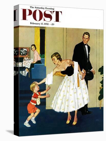 "Formal Hug" Saturday Evening Post Cover, February 15, 1958-Amos Sewell-Premier Image Canvas