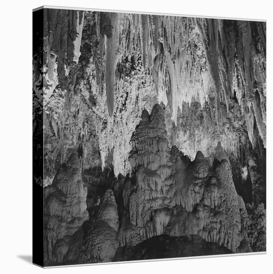 Formations Along Wall Of Big Room, Crystal Spring Home Carlsbad Caverns NP New Mexico. 1933-1942-Ansel Adams-Stretched Canvas