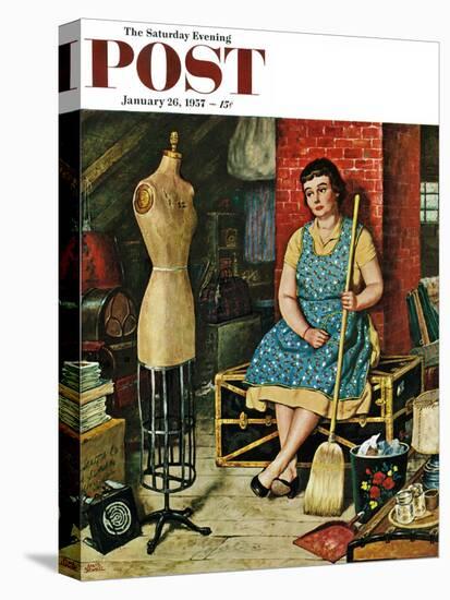 "Former Figure" Saturday Evening Post Cover, January 26, 1957-Amos Sewell-Premier Image Canvas