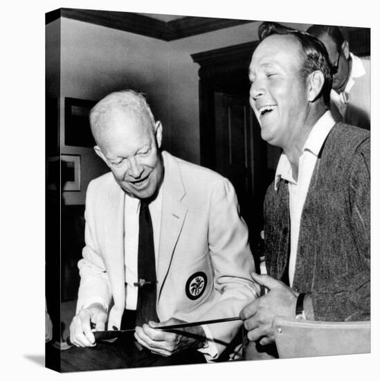 Former President Dwight Eisenhower Enjoys a Laugh with Famed Golfer, Arnold Palmer, Aug 12, 1965-null-Stretched Canvas