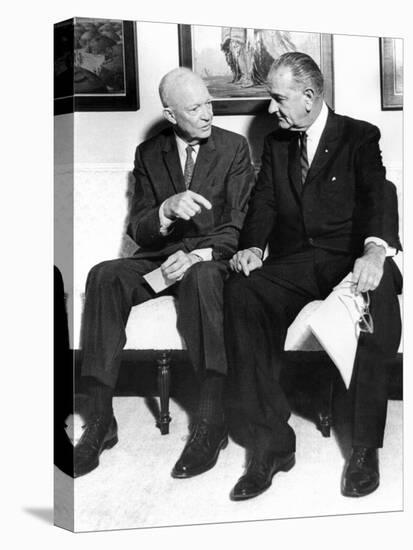 Former President Dwight Eisenhower with President Lyndon Johnson at the White House-null-Stretched Canvas