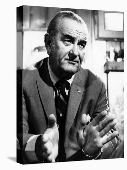 Former President Lyndon Johnson During an Interview Walter Cronkite-null-Stretched Canvas
