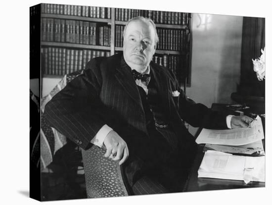 Former Prime Minister Prime Winston Churchill, at His Desk in Werterham, Kent-null-Stretched Canvas