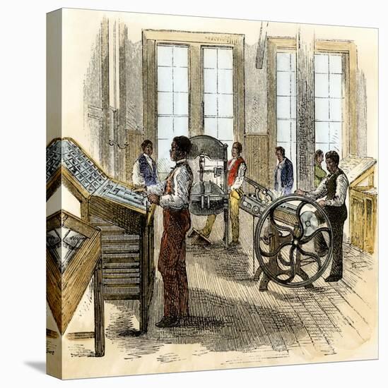 Former Slaves Learning Printing at Hampton Institute in Virginia, 1870s-null-Premier Image Canvas