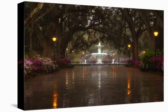 Forsyth Park Fountain with Spring Azaleas, Savannah, Georgia, USA-Joanne Wells-Premier Image Canvas