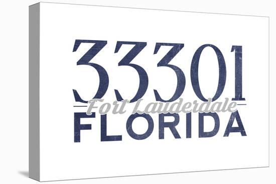 Fort Lauderdale, Florida - 33301 Zip Code (Blue)-Lantern Press-Stretched Canvas