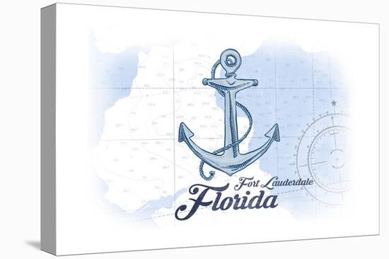 Fort Lauderdale, Florida - Anchor - Blue - Coastal Icon-Lantern Press-Stretched Canvas