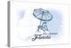 Fort Lauderdale, Florida - Beach Chair and Umbrella - Blue - Coastal Icon-Lantern Press-Stretched Canvas