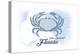 Fort Lauderdale, Florida - Crab - Blue - Coastal Icon-Lantern Press-Stretched Canvas
