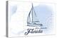 Fort Lauderdale, Florida - Sailboat - Blue - Coastal Icon-Lantern Press-Stretched Canvas