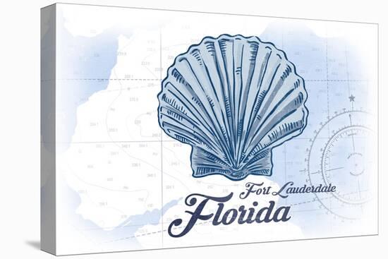 Fort Lauderdale, Florida - Scallop Shell - Blue - Coastal Icon-Lantern Press-Stretched Canvas