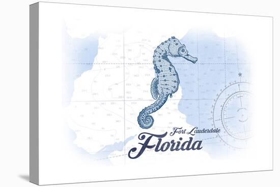 Fort Lauderdale, Florida - Seahorse - Blue - Coastal Icon-Lantern Press-Stretched Canvas
