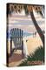 Fort Myers, Florida - Adirondack Chair on the Beach-Lantern Press-Stretched Canvas