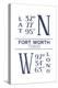 Fort Worth, Texas - Latitude and Longitude (Blue)-Lantern Press-Stretched Canvas