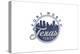 Fort Worth, Texas - Skyline Seal (Blue)-Lantern Press-Stretched Canvas