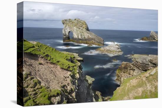 Foula Part of Shetland Islands. Cliffs in North at East Hoevdi with Natural Arch Gaada Stack-Martin Zwick-Premier Image Canvas