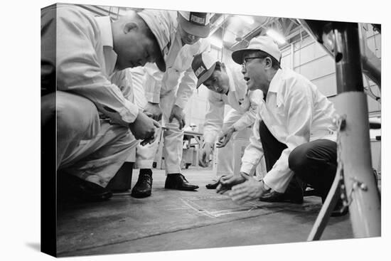 Founder of Honda, Soichura Honda Speaking to Engineers at Honda Plant, Tokyo, Japan, 1967-Takeyoshi Tanuma-Premier Image Canvas