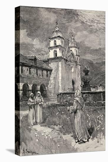 Fountain and Mission, Santa Barbara, California, from 'The Century Illustrated Monthly Magazine',…-Henry Sandham-Premier Image Canvas