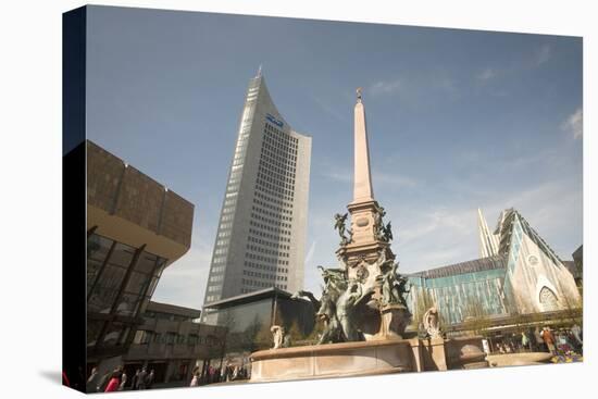 Fountain and Monument, Augustus Plaza, Leipzig, Germany-Dave Bartruff-Premier Image Canvas