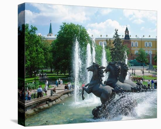 Fountain at Alexander Garden, Moscow, Russia-null-Stretched Canvas