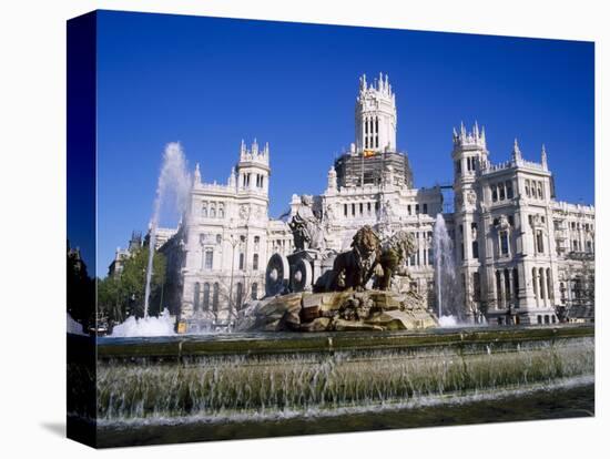 Fountain in Front of the Palacio De Comunicaciones, the Central Post Office, in Madrid, Spain-Nigel Francis-Premier Image Canvas