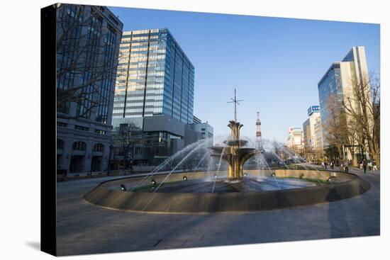 Fountain in the Odori Park, downtown Sapporo at sunset, Hokkaido, Japan, Asia-Michael Runkel-Premier Image Canvas