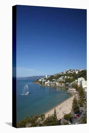 Fountain, Oriental Bay, Wellington, North Island, New Zealand-David Wall-Premier Image Canvas