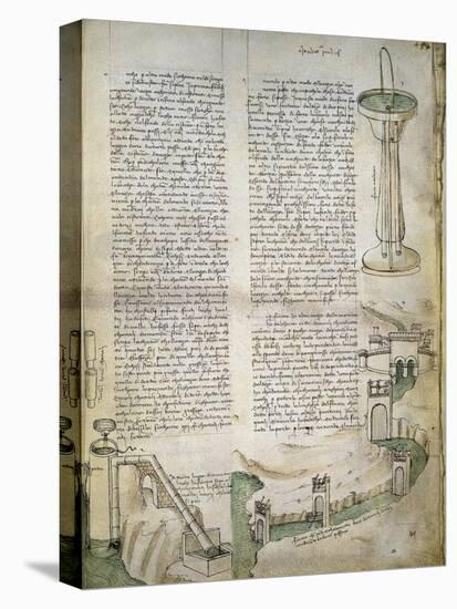 Fountain, Watercourse with System of Locks, Machine for Lifting Water, from Codex Ashburnham 361-Leonardo da Vinci-Premier Image Canvas