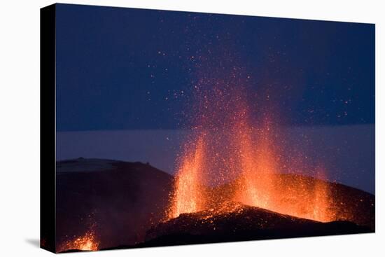 Fountaining Lava Eyjafjallajokull Volcano, Flowing Down Newly-Built Cinder Cone-Natalie Tepper-Premier Image Canvas