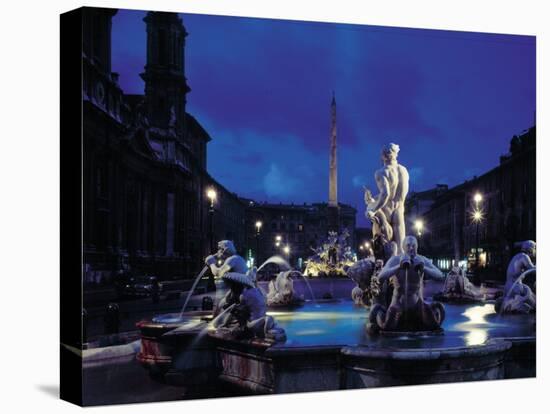 Fountains in the Piazza Navona at Night-Dmitri Kessel-Premier Image Canvas