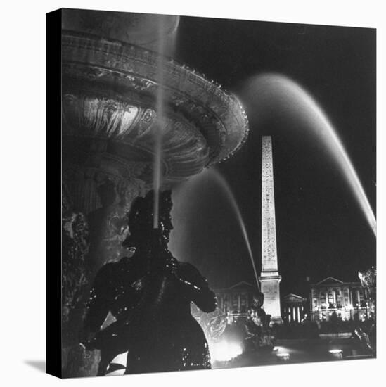 Fountains of Paris Shimmering with Light at Night-David Scherman-Premier Image Canvas