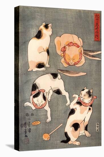 Four Cats in Different Poses-Kuniyoshi Utagawa-Premier Image Canvas