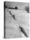 Four Ft. of Snow Almost Covering Up Snow Fence in Front of Barn on the Hill on Upstate Farm-Andreas Feininger-Premier Image Canvas