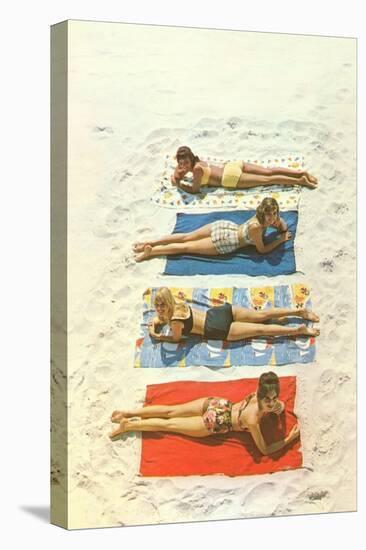 Four Girls on Beach Towels-null-Stretched Canvas