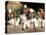 Four King Charles Cavalier Spaniel Puppies with Log-Adriano Bacchella-Premier Image Canvas