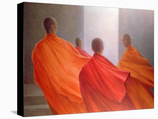 Four Monks on Temple Steps-Lincoln Seligman-Premier Image Canvas