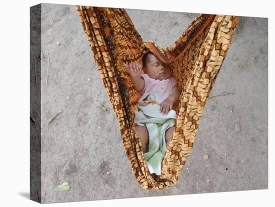 Four-Month-Old Rianto Sleeps in a Batik Cloth Swing, at a Refugee Camp in Lamreh, Indonesia-null-Premier Image Canvas