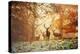Four Red Deer, Cervus Elaphus, in the Forest in Autumn-Alex Saberi-Premier Image Canvas