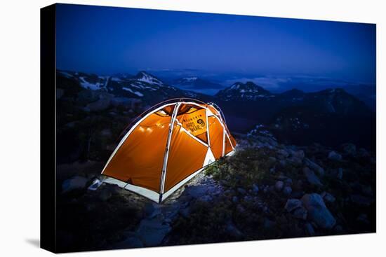 Four Season Tent Set Up with Christmas Lights in Mount Rainier National Park, Washington-Dan Holz-Premier Image Canvas