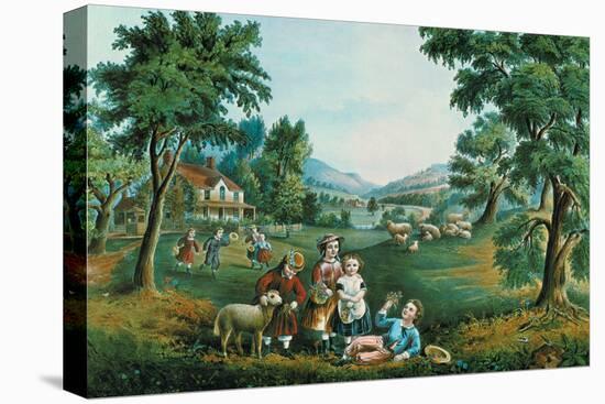 Four Seasons-Currier & Ives-Stretched Canvas