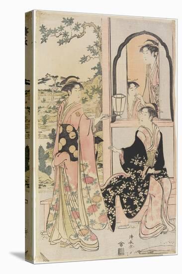 Four Women in Mitate as Ushiwaka Serenading Jo-Ruri-Hime, 1785-Torii Kiyonaga-Premier Image Canvas