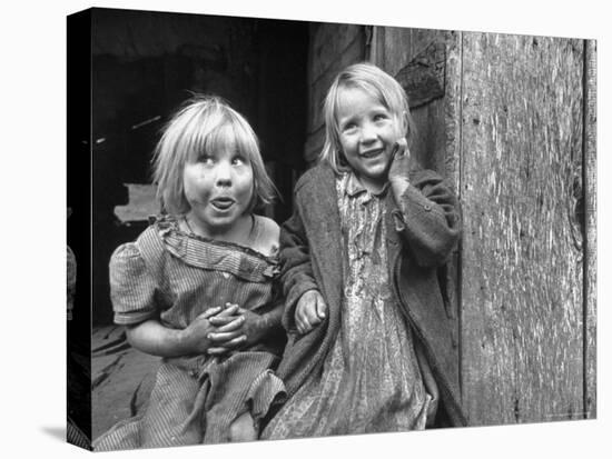 Four Year Old Flora and Her Sister Jacqueline Couch, 6 Smiling at the Camera-Eliot Elisofon-Premier Image Canvas